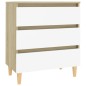 vidaXL Aparador madera contrachapada blanco y roble Sonoma 60x35x69 cm vidaXL Aparador madera contrachapada blanco y roble Sonoma 60x35x69 cm