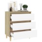 vidaXL Aparador madera contrachapada blanco y roble Sonoma 60x35x69 cm vidaXL Aparador madera contrachapada blanco y roble Sonoma 60x35x69 cm