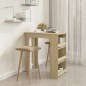 vidaXL Mesa bar estante almacenaje contrachapada roble 102x50x103,5 cm vidaXL Mesa bar estante almacenaje contrachapada roble 102x50x103,5 cm