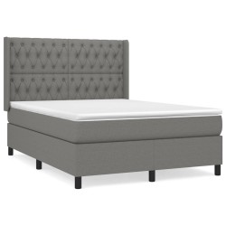 vidaXL Cama box spring con colchón tela gris oscuro 140x190 cm