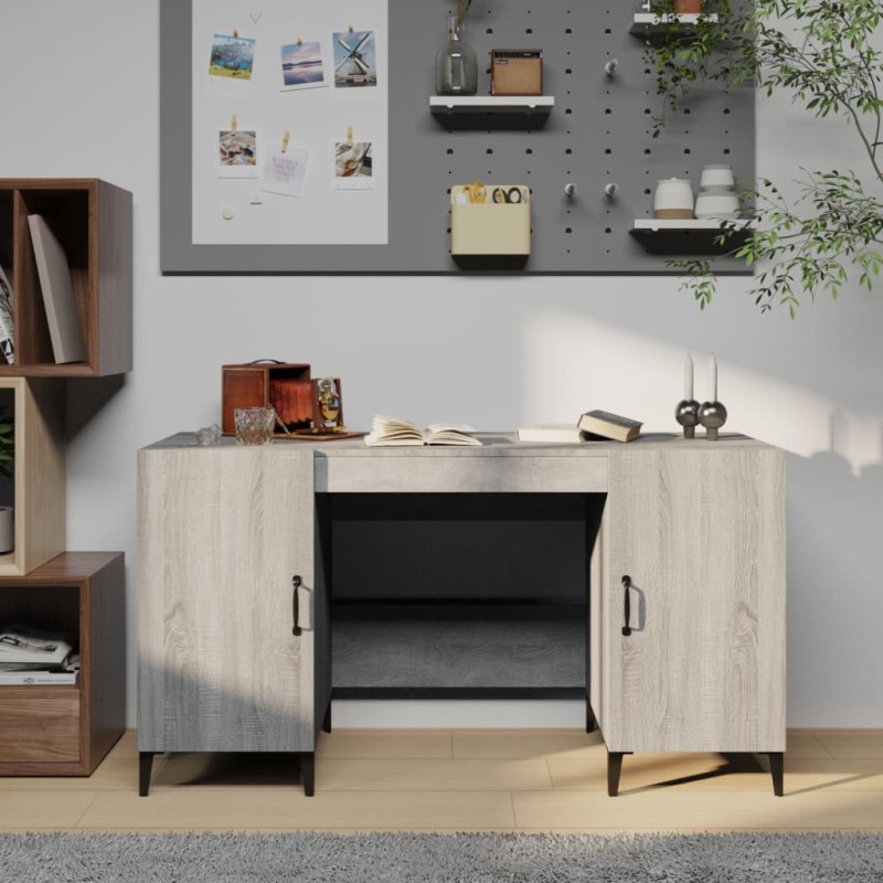 vidaXL Escritorio de madera contrachapada gris Sonoma 140x50x75 cm vidaXL Escritorio de madera contrachapada gris Sonoma 140x50x75 cm