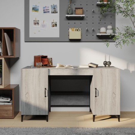 vidaXL Escritorio de madera contrachapada gris Sonoma 140x50x75 cm