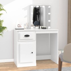 vidaXL Tocador con LED madera contrachapada blanco 90x50x132,5 cm