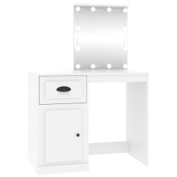 vidaXL Tocador con LED madera contrachapada blanco 90x50x132,5 cm