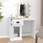vidaXL Tocador con LED madera contrachapada blanco 90x50x132,5 cm vidaXL Tocador con LED madera contrachapada blanco 90x50x132,5 cm
