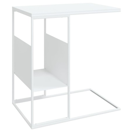 vidaXL Mesa auxiliar de madera contrachapada blanco 55x36x59,5 cm