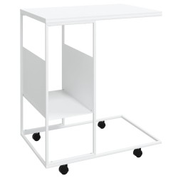 vidaXL Mesa auxiliar con ruedas contrachapado blanco 55x36x63,5 cm