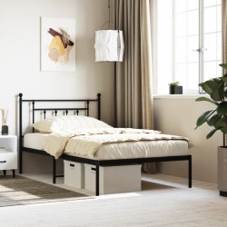 vidaXL Estructura de cama con cabecero metal negro 100x200 cm