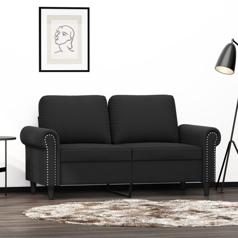 vidaXL Sofá de 2 plazas terciopelo negro 120 cm vidaXL Sofá de 2 plazas terciopelo negro 120 cm