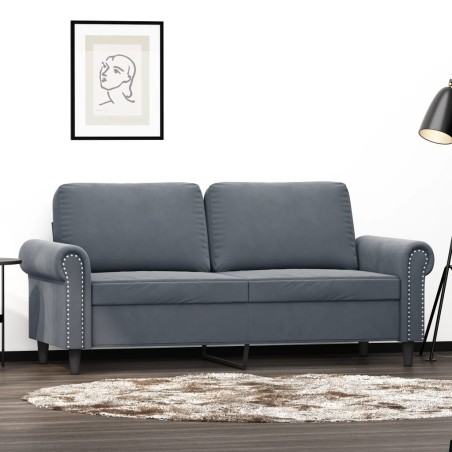 vidaXL Sofá de 2 plazas de terciopelo gris oscuro 140 cm