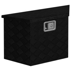 vidaXL Caja de aluminio forma trapezoide negra 70x24x42 cm