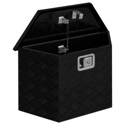 vidaXL Caja de aluminio forma trapezoide negra 70x24x42 cm