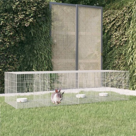 vidaXL Jaula para conejos 4 paneles hierro galvanizado 217x79x54 cm
