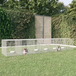 vidaXL Jaula para conejos 6 paneles hierro galvanizado 327x79x54 cm