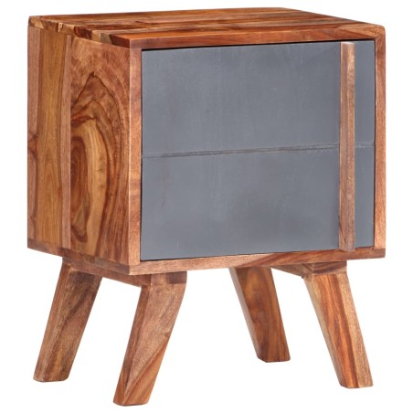 vidaXL Mesita de noche de madera maciza de Sheesham gris 40x30x50 cm