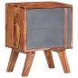 vidaXL Mesita de noche de madera maciza de Sheesham gris 40x30x50 cm vidaXL Mesita de noche de madera maciza de Sheesham gris 40x30x50 cm