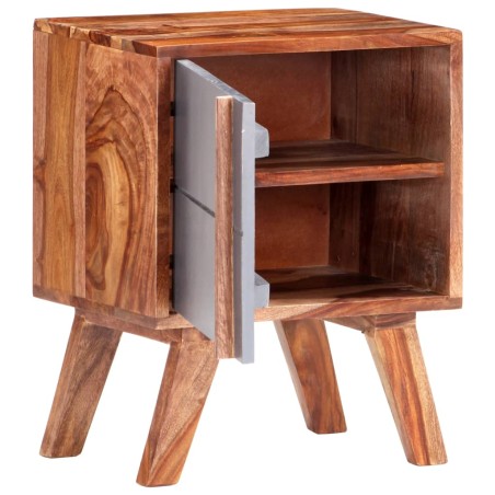 vidaXL Mesita de noche de madera maciza de Sheesham gris 40x30x50 cm