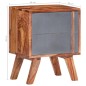 vidaXL Mesita de noche de madera maciza de Sheesham gris 40x30x50 cm vidaXL Mesita de noche de madera maciza de Sheesham gris 40x30x50 cm