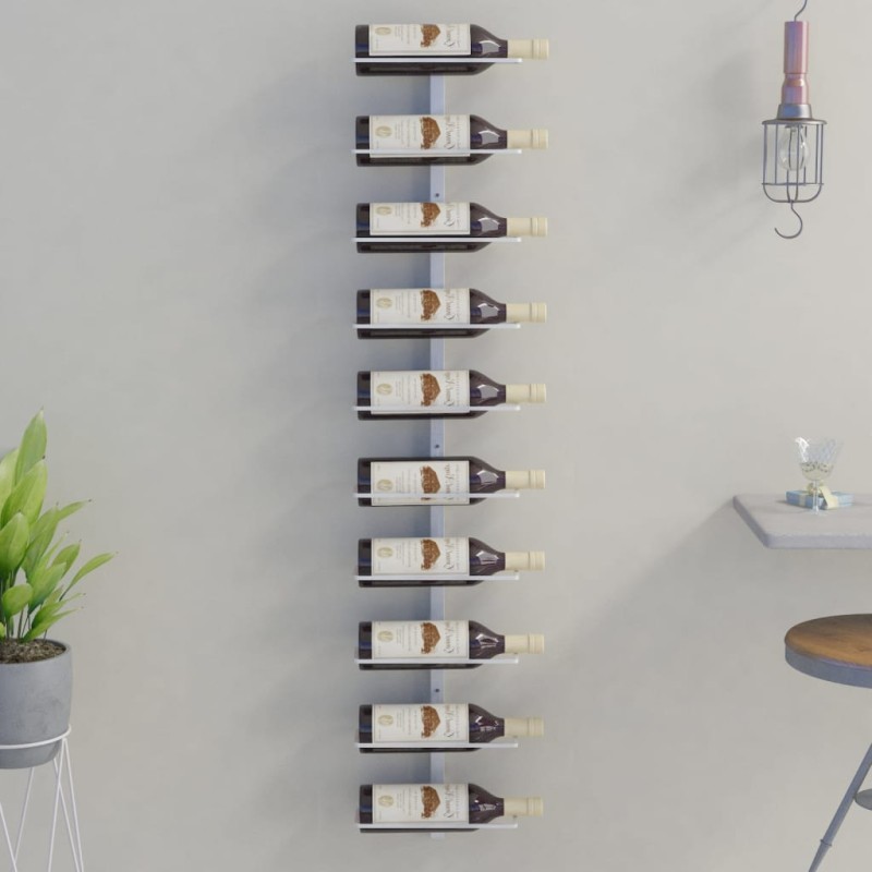 vidaXL Botellero de pared para 10 botellas de metal blanco vidaXL Botellero de pared para 10 botellas de metal blanco