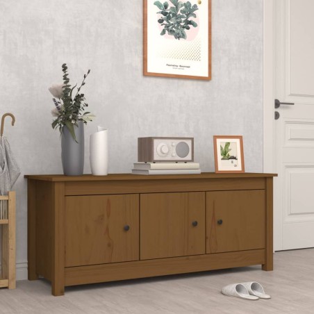 vidaXL Armario zapatero madera maciza pino marrón miel 110x38x45,5cm
