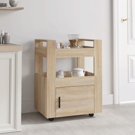 vidaXL Carrito de cocina madera contrachapada color roble 60x45x80 cm