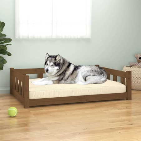 vidaXL Cama para perros madera de pino marrón miel 105,5x75,5x28 cm