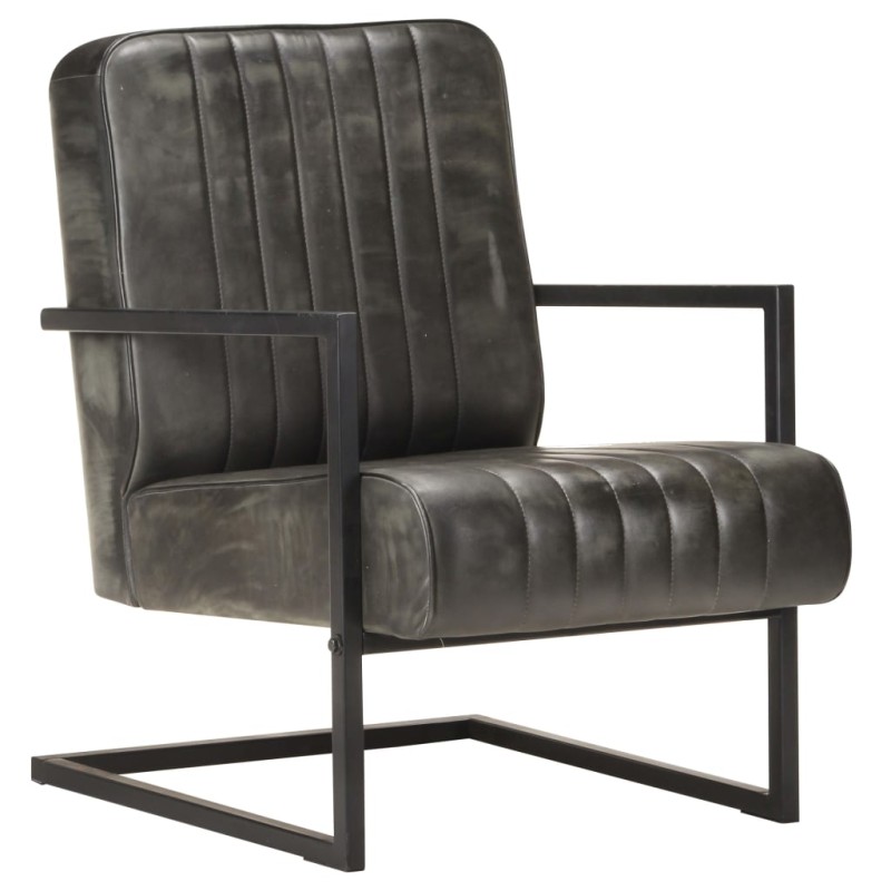 vidaXL Sillón en voladizo cuero auténtico gris envejecido vidaXL Sillón en voladizo cuero auténtico gris envejecido