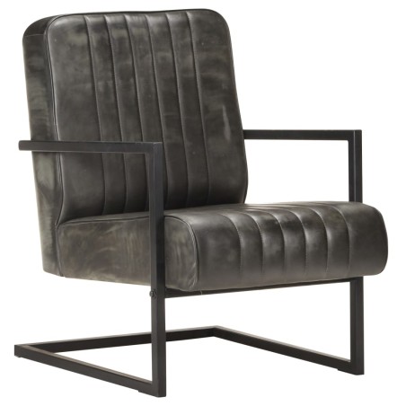 vidaXL Sillón en voladizo cuero auténtico gris envejecido