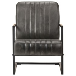 vidaXL Sillón en voladizo cuero auténtico gris envejecido