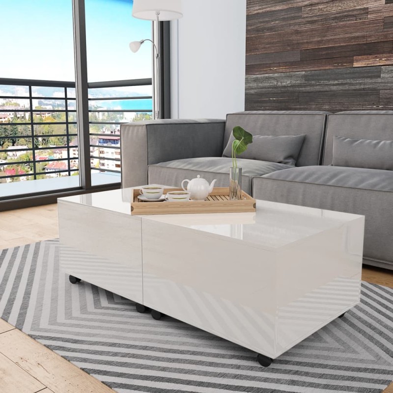 vidaXL Mesa de centro blanco brillo 120x60x35 cm vidaXL Mesa de centro blanco brillo 120x60x35 cm