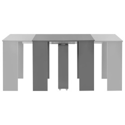vidaXL Mesa de comedor extensible gris brillante 175x90x75 cm