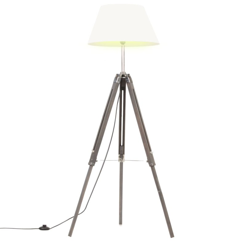 vidaXL Lámpara de trípode madera maciza de teca gris y blanca 141 cm vidaXL Lámpara de trípode madera maciza de teca gris y blanca 141 cm