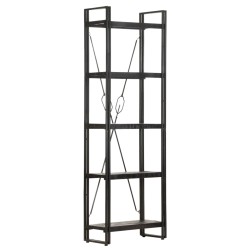 vidaXL Estantería de 5 niveles madera maciza mango negro 60x30x180 cm