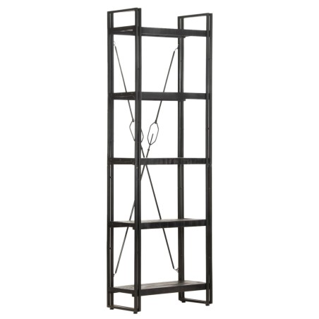 vidaXL Estantería de 5 niveles madera maciza mango negro 60x30x180 cm