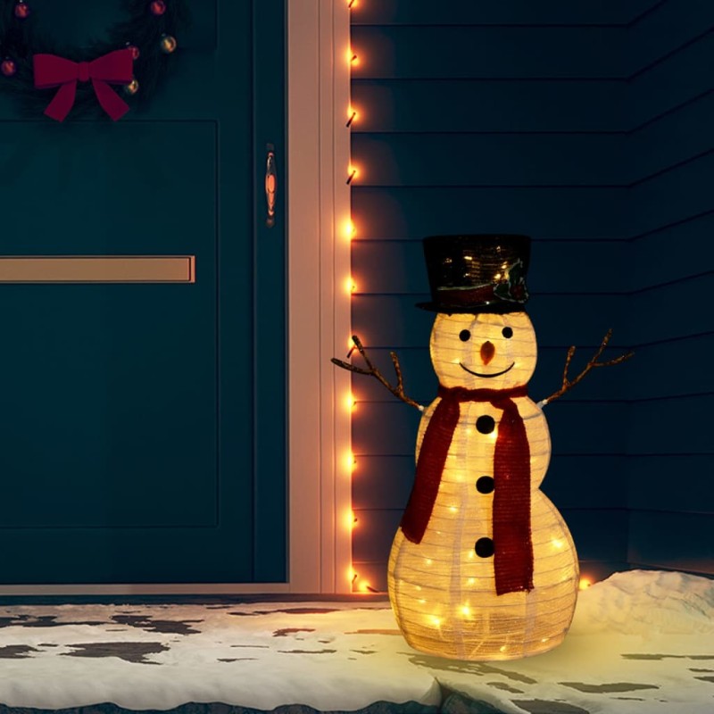 vidaXL Muñeco de nieve decorativo de Navidad con LED tela lujosa 60 cm vidaXL Muñeco de nieve decorativo de Navidad con LED tela lujosa 60 cm