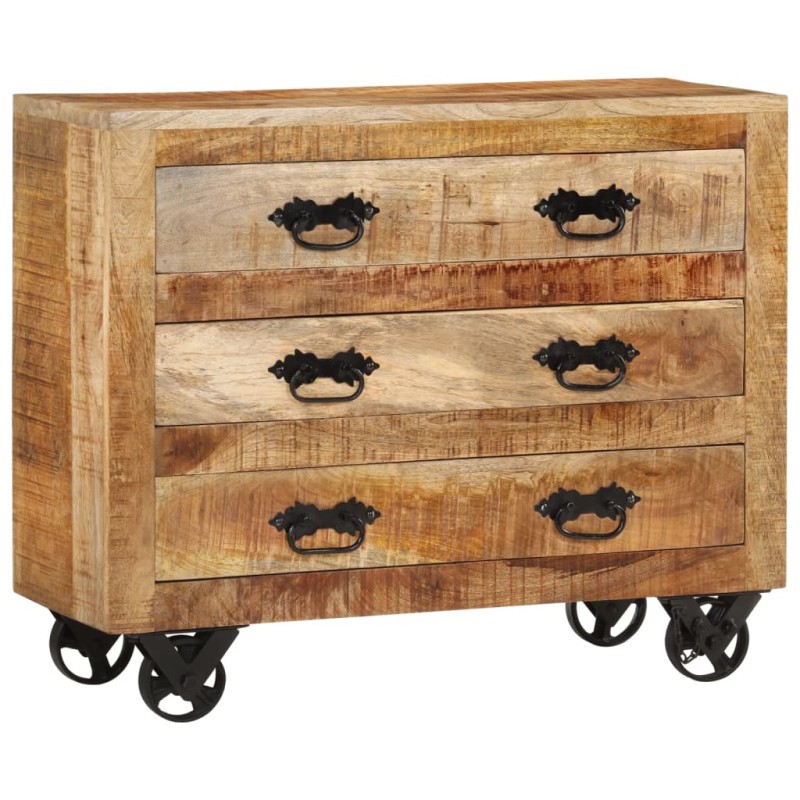 vidaXL Aparador con 3 cajones madera maciza de mango rugosa 80x30x65cm vidaXL Aparador con 3 cajones madera maciza de mango rugosa 80x30x65cm