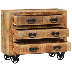 vidaXL Aparador con 3 cajones madera maciza de mango rugosa 80x30x65cm