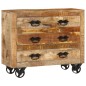 vidaXL Aparador con 3 cajones madera maciza de mango rugosa 80x30x65cm vidaXL Aparador con 3 cajones madera maciza de mango rugosa 80x30x65cm