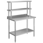 vidaXL Mesa de trabajo de cocina con estante acero inox 120x60x150 cm