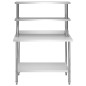 vidaXL Mesa de trabajo de cocina con estante acero inox 120x60x150 cm