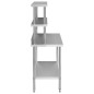 vidaXL Mesa de trabajo de cocina con estante acero inox 120x60x150 cm