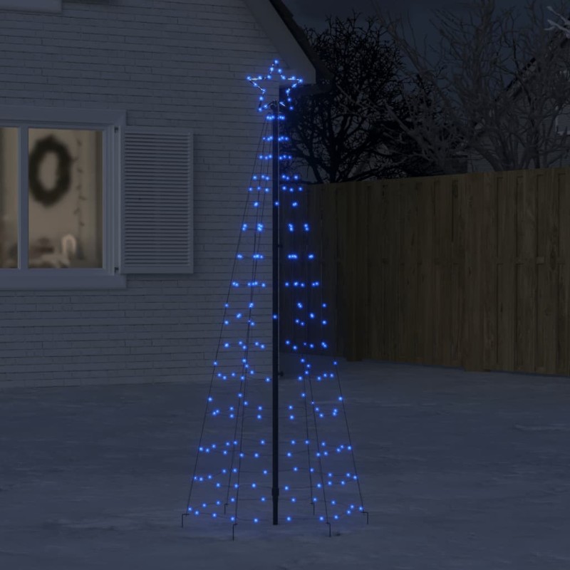 vidaXL Árbol de Navidad cono con estacas 220 LEDs azul 180 cm vidaXL Árbol de Navidad cono con estacas 220 LEDs azul 180 cm