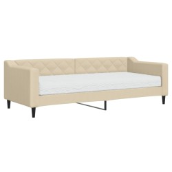 vidaXL Sofá cama con colchón tela crema 80x200 cm