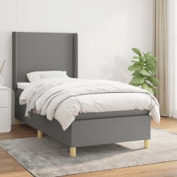 vidaXL Cama box spring con colchón tela gris oscuro 90x190 cm