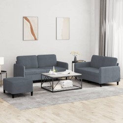 vidaXL Juego de sofás 3 piezas terciopelo gris oscuro