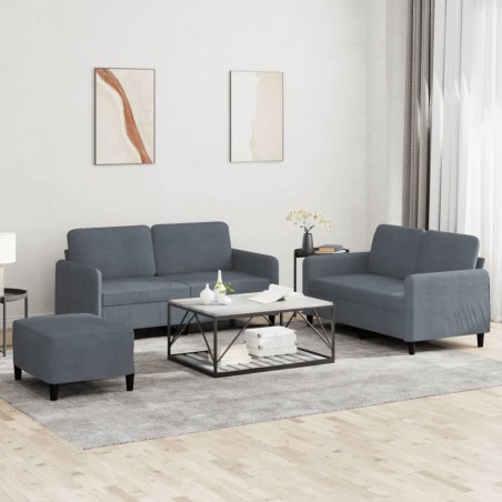vidaXL Juego de sofás 3 piezas terciopelo gris oscuro