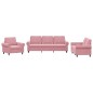 vidaXL Juego de sofás con cojines 3 piezas terciopelo rosa vidaXL Juego de sofás con cojines 3 piezas terciopelo rosa