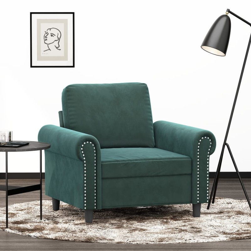 vidaXL Sillón de terciopelo verde oscuro 60 cm vidaXL Sillón de terciopelo verde oscuro 60 cm