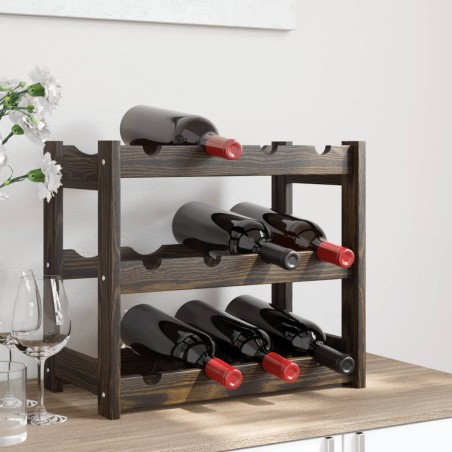 vidaXL Botellero para 12 botellas madera maciza de pino negro