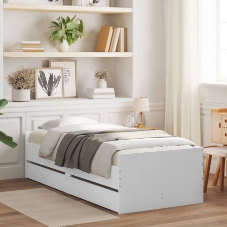 vidaXL Estructura de cama con cajones blanco 90x190 cm